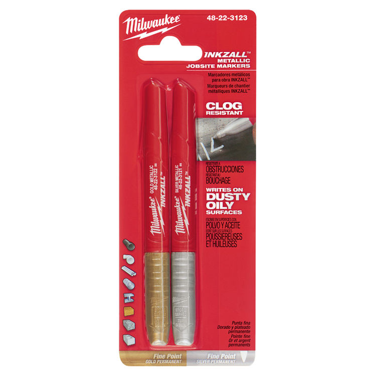 Milwaukee  48-22-3123 INKZALL Fine Point Silver/Gold Markers - 2/Pack 