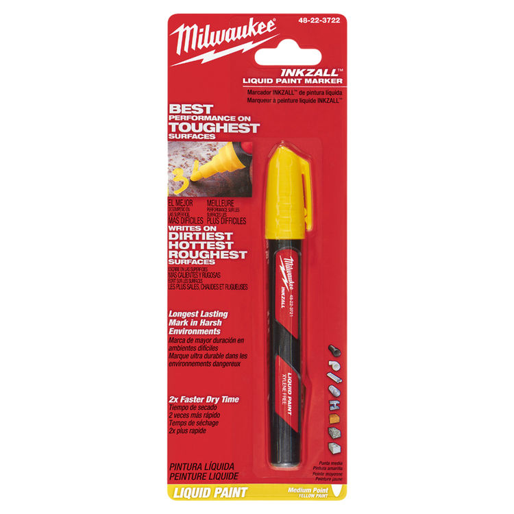 Milwaukee 48-22-3722 INKZALL Paint Marker, Yellow 