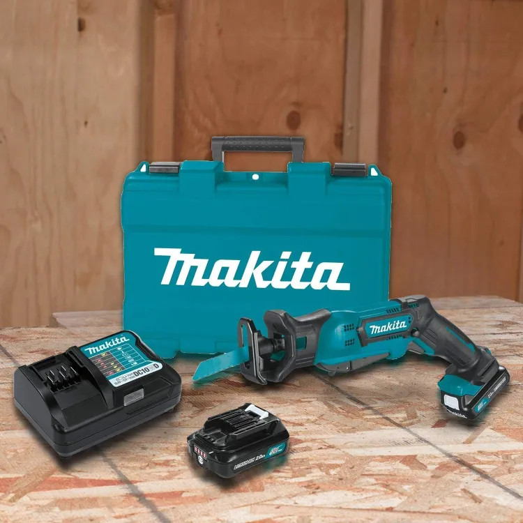 Makita 12V max CXT Lithium-Ion Cordless Reciprocating Saw Kit with 2-Piece 2.0Ah Battery, 0-3300 SPM Variable Speed - RJ03R1