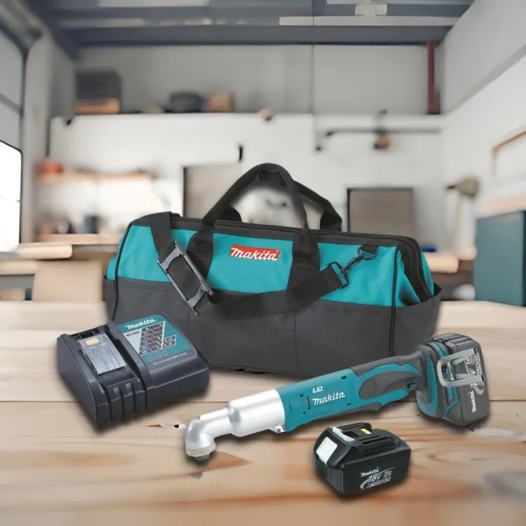 Makita 18V LXT Lithium-Ion Cordless Angle Impact Driver Kit with Batteries, Charger, and Tool Bag - XLT01
