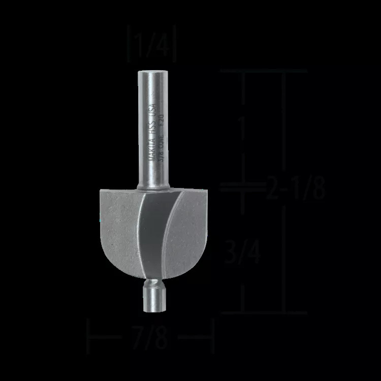 Makita Bit 3/8″ Cove, 2FL, 1/4" Shank, H.S.S. - 733242-8A 