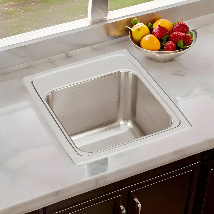 Elkay DLR1517103 Lustertone Classic 15" x 17-1/2" x 10" Single Bowl Drop-In Bar Sink, 3 Holes, 18-Gauge Stainless