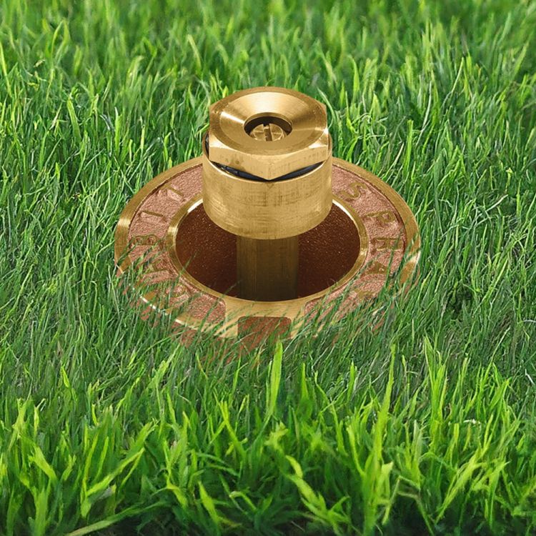 Orbit Full Circle Brass Pop-Up Flush Head Sprinkler with Brass Nozzle, 1-1/2" Pop-Up, 10'-15' Spray Distance, 3 GPM, 30 PSI - 54070 