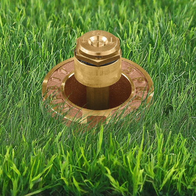 Orbit Half Circle Brass Pop-Up Flush Head Sprinkler with Brass Nozzle, 1-1/2" Pop-Up, 10'-15' Spray Distance, 3 GPM, 30 PSI - 54071