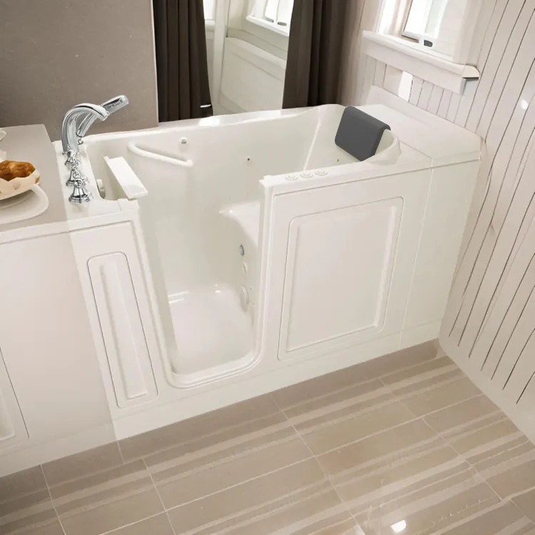 American Standard 2848.119.CLL Luxury Series 28" x 48" Left Drain Walk-in Tub Combination Massage w/ Tub Faucet, Linen