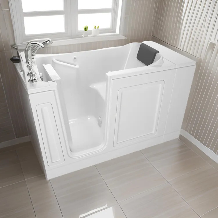 American Standard 2848.119.SLW Acrylic Luxury Series 28" x 48" Soaking Walk-In Bathtub w/ Tub Faucet, Left Door and Drain, White