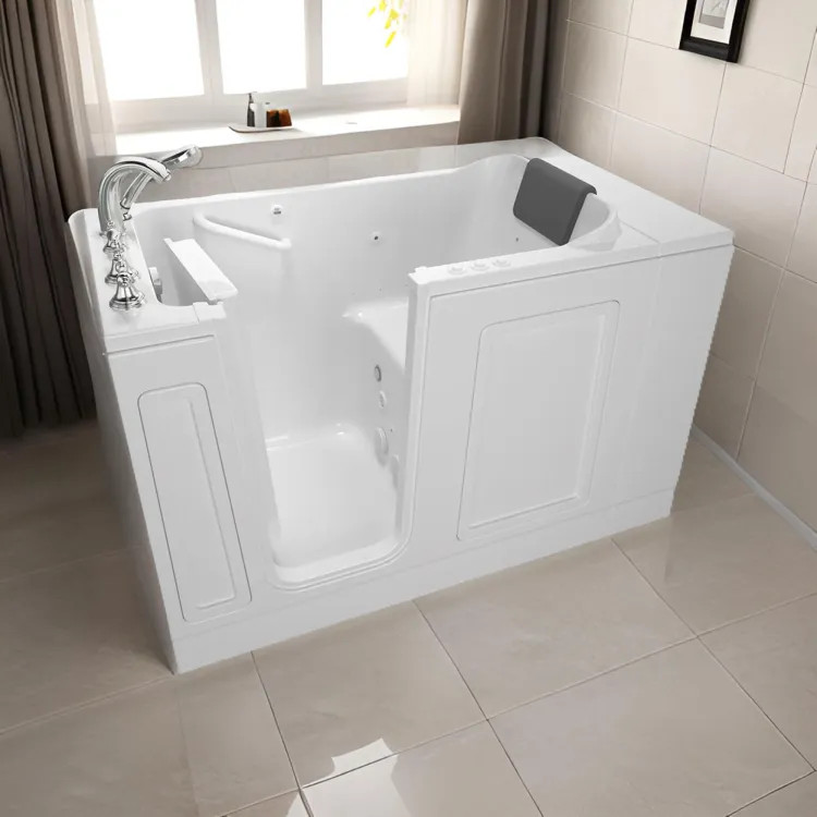 American Standard 3051.119.CLW Acrylic Luxury Series 30" x 51" Walk-In Bathtub w/ Combination Air Spa, Whirlpool, Left Door/Drain w/ Tub Faucet, White