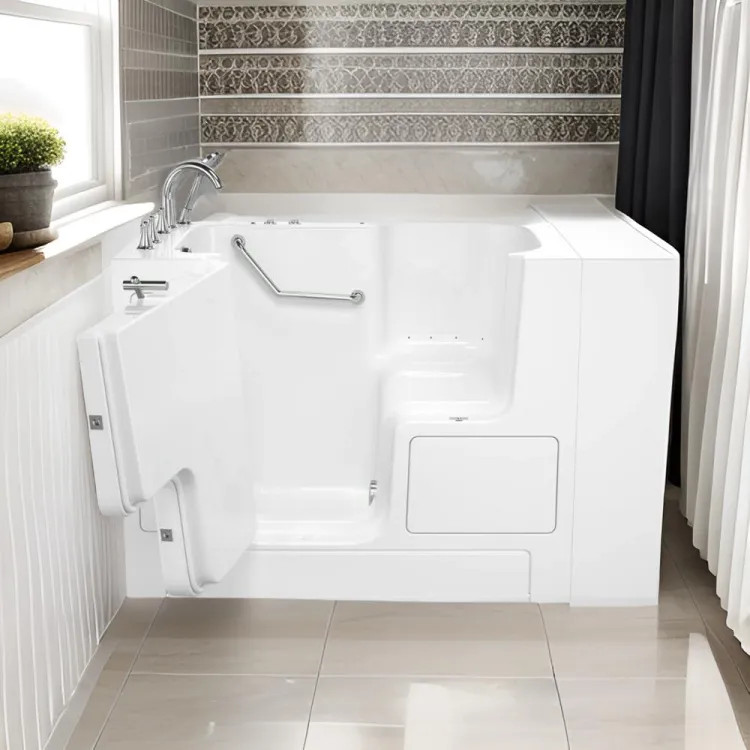 American Standard 3252OD.709.AL.W-PC Gelcoat Value 32" x 52" Outward Opening Door Walk-In Tub w/ Air Spa, Faucet, Left Door and Drain, White