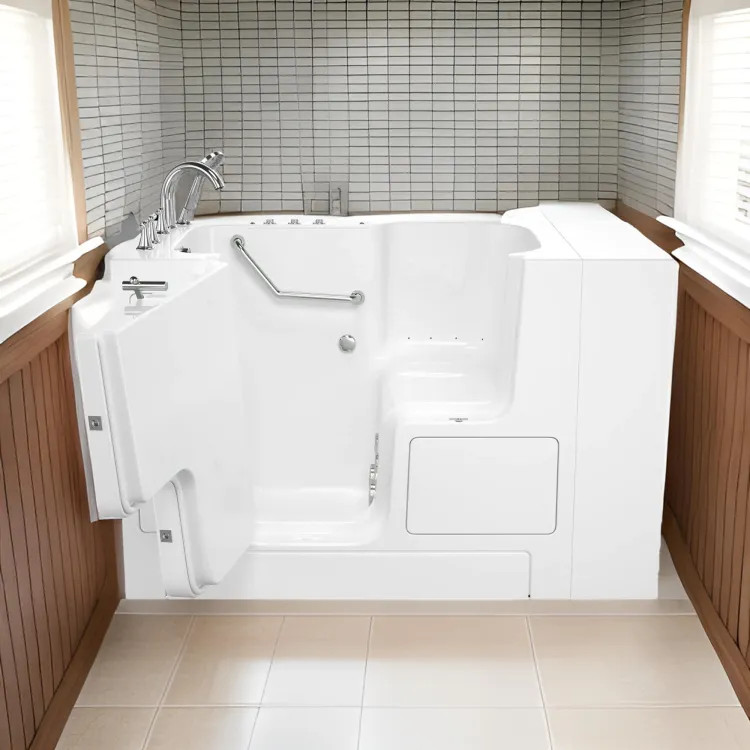 American Standard 3252OD.709.CLW-PC Gelcoat Value 32" x 52" Walk-in Tub w/ Air Spa and Whirlpool, Left-Hand Drain w/ Faucet