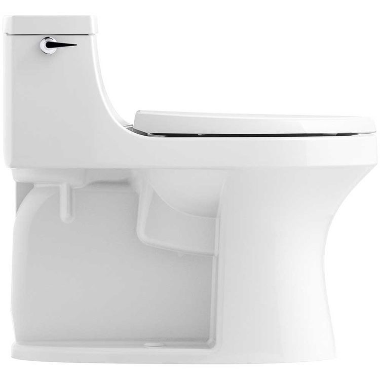 Kohler San Souci One-Piece Compact Elongated Toilet with Left-Hand Trip Lever, Comfort Height, Quite-Close, 1.28 GPF, Concealed Trapway, White - K-5172-0