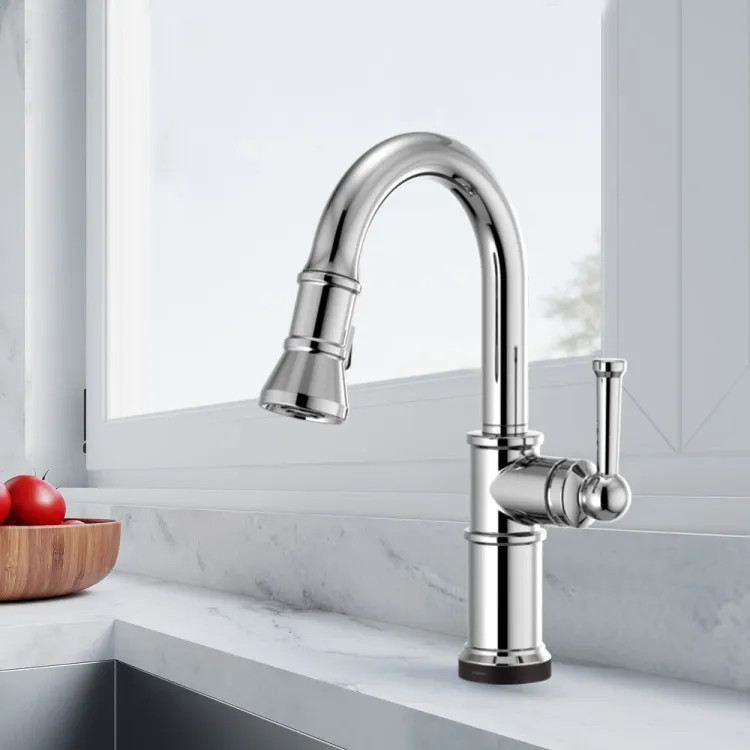 Brizo Artesso Single-Handle Pull-Down Prep Faucet w/ 2-Function Sprayer, SmartTouch, MagneDock, 1.8 GPM, Polished Chrome - 64925LF-PC