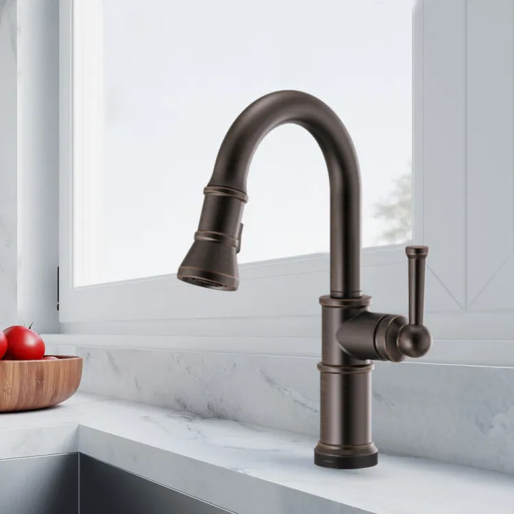 Brizo Artesso Single-Handle Pull-Down Prep Faucet w/ 2-Function Sprayer, SmartTouch, MagneDock, 1.8 GPM, Venetian Bronze - 64925LF-RB