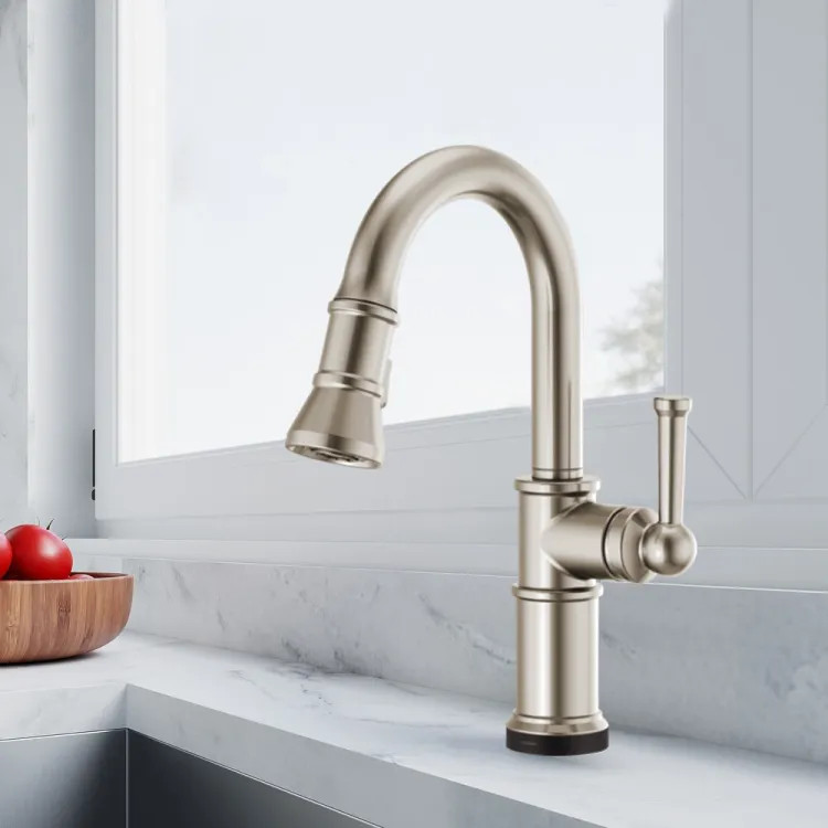 Brizo Artesso Single-Handle Pull-Down Prep Faucet w/ 2-Function Sprayer, SmartTouch, MagneDock, 1.8 GPM, Brilliance Stainless - 64925LF-SS