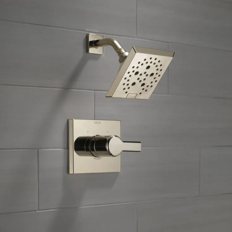 Delta Pivotal Monitor 14 Series H2Okinetic Shower Faucet with 5-Setting Angular Rainhead, 1.75 GPM, Single Lever Handle, Polished Nickel - T14299-PN