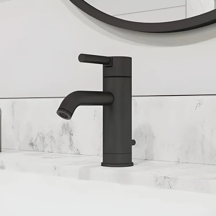 Pfister Contempra Single-Hole Bathroom Faucet with Metal Pop-Up, Single-Handle, 1.2 GPM, Lever Handle, Pforever Seal, Matte Black - LG42-NB00