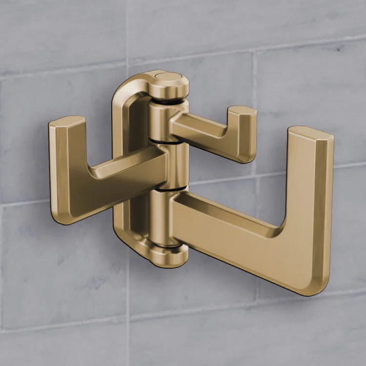 Brizo Levoir Triple-Hinged Robe Hook, Brilliance Luxe Gold - 693597-GL