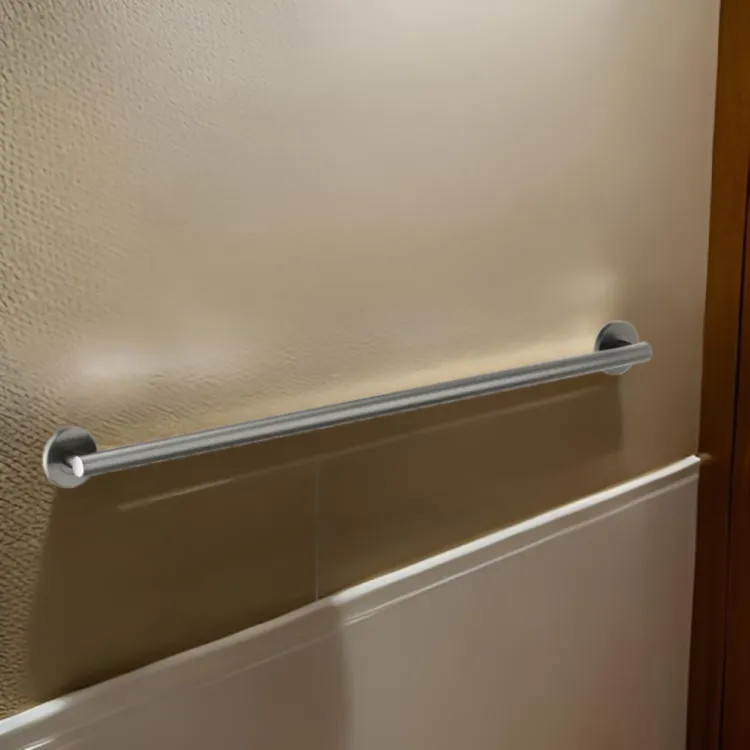Brizo 42" Linear Round Grab Bar, ADA-Compliant, Concealed Mounting, Brilliance Luxe Steel - 694275-SL