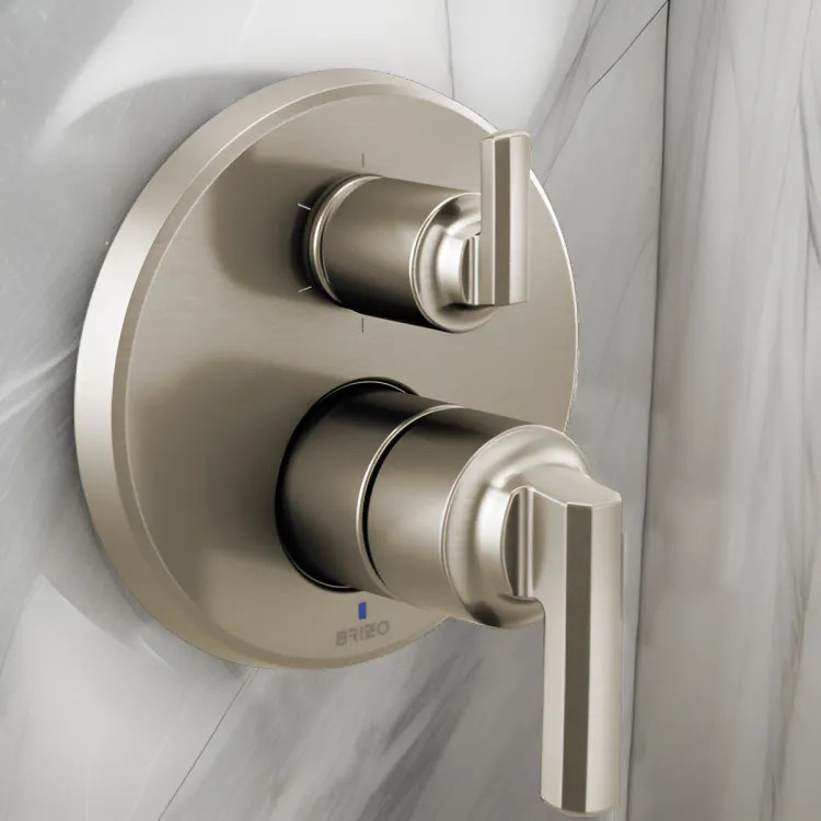Brizo Levoir Pressure Balance Valve Trim w/ Integrated 6-Function Diverter, Less Handles, Brilliance Luxe Nickel - T75P698-NKLHP