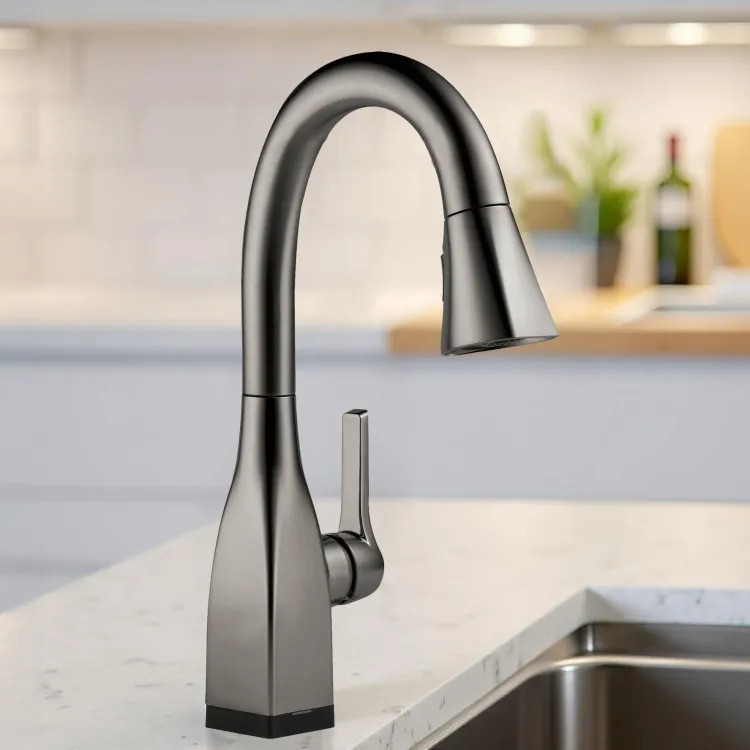 Delta Mateo Pull-Down Bar/Prep Faucet With Touch2O, Single Handle, DIAMOND Seal, MagnaTite, ADA, 1.8 GPM - Black Stainless - 9983T-KS-DST