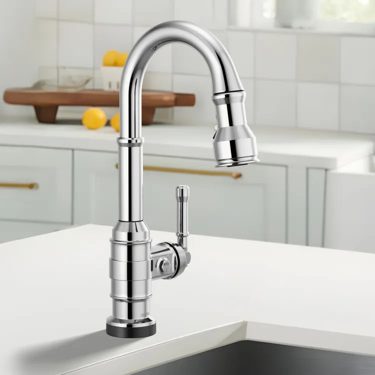 Delta Broderick Single Handle Pull-Down Bar/Prep Faucet, Touch2O, Diamond Seal, MagnaTite, ADA, 1.8 GPM, Chrome - 9990T-DST
