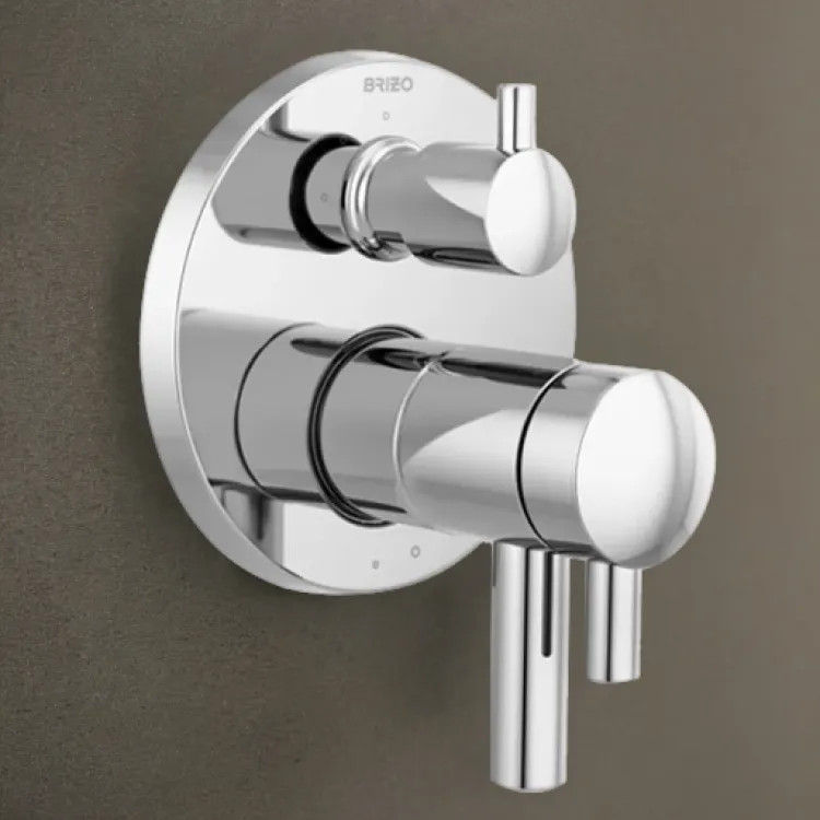Brizo Odin TempAssure Thermostatic Valve Trim w/ 3-Function Diverter Trim, Lever Handles, Polished Chrome - T75575-PC