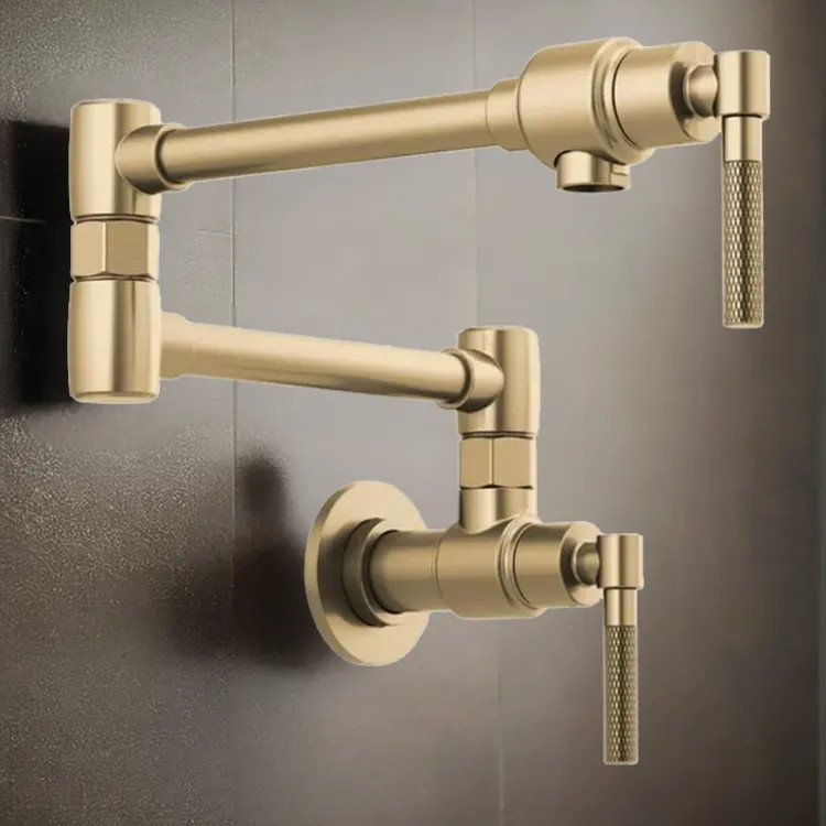 Brizo Litze 20" Wall Mount Pot Filler with Knurled Handles, ADA-compliant, Brilliance Luxe Gold - 62843LF-GL