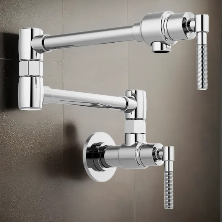 Brizo Litze 20" Wall Mount Pot Filler with Knurled Handles, ADA-compliant, Polished Chrome - 62843LF-PC
