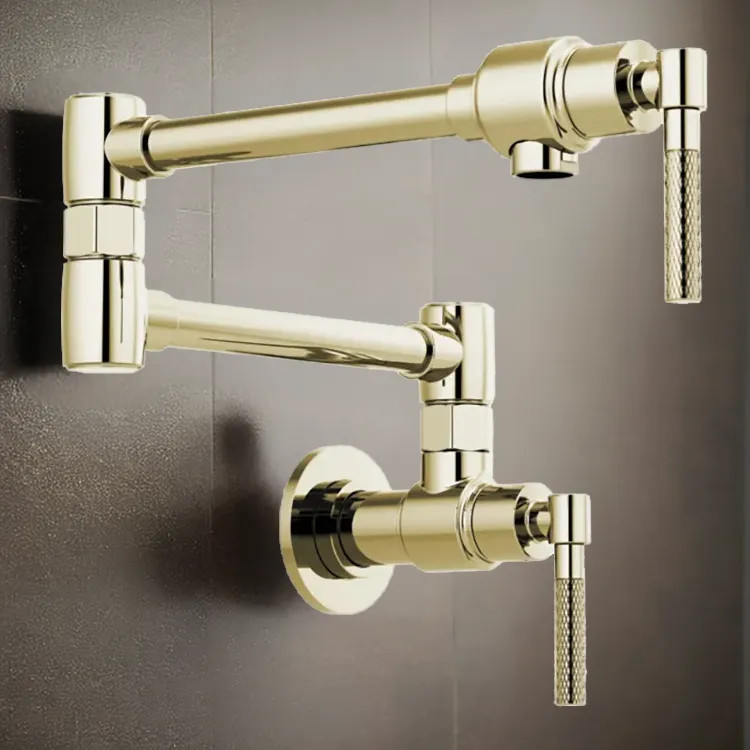 Brizo Litze 20" Wall Mount Pot Filler with Knurled Handles, ADA-compliant, Brilliance Polished Nickel - 62843LF-PN