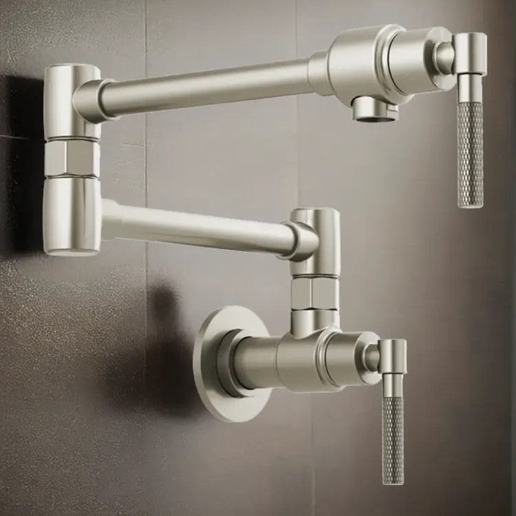 Brizo Litze 20" Wall Mount Pot Filler with Knurled Handles, ADA-compliant, Brilliance Stainless - 62843LF-SS