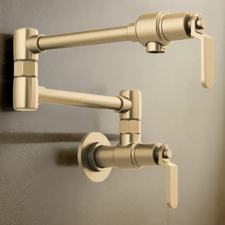 Brizo Litze 20" Wall Mount Pot Filler with Industrial Handles, ADA-Compliant, Brilliance Luxe Gold - 62844LF-GL