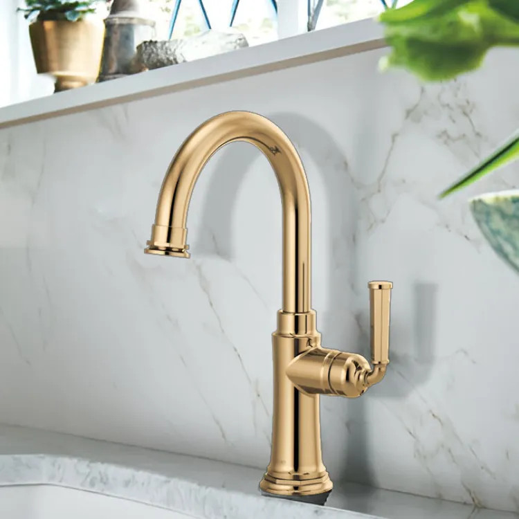 Brizo Rook Single-Handle Bar Faucet, Lever Handle, 1.8 GPM, Brilliance Polished Gold - 61074LF-PG