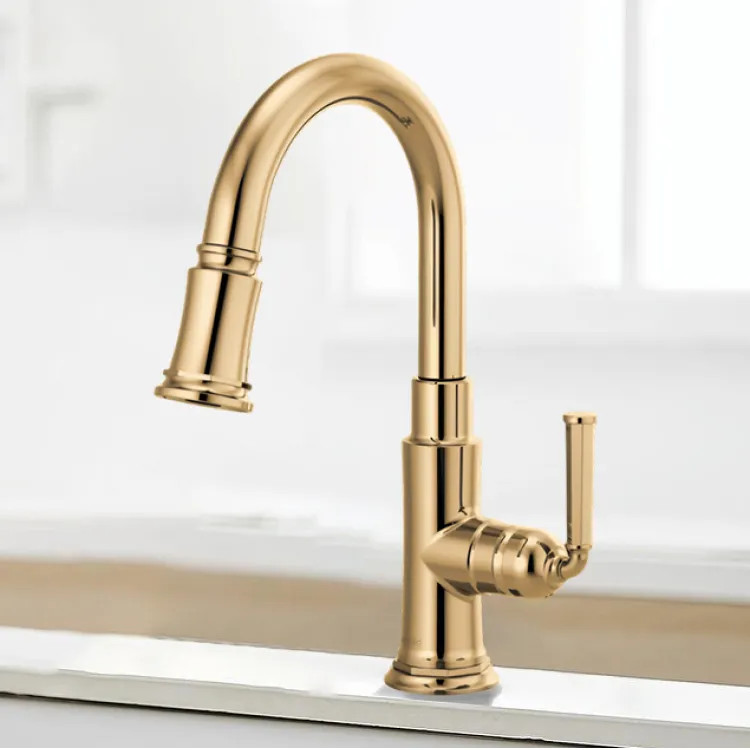 Brizo Rook Single-Handle Pull-down Prep Faucet, MagneDock, Lever Handle, 1.8 GPM, Brilliance Polished Gold - 63974LF-PG