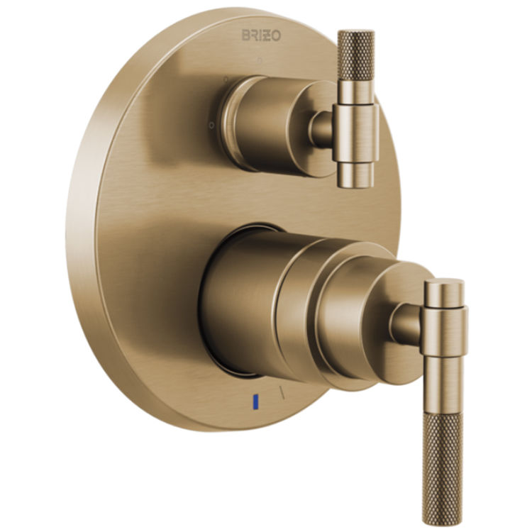Brizo Litze Pressure Balance Valve Trim w/ 3-Function Diverter Trim, Less Handles, Luxe Gold - T75P535-GLLHP