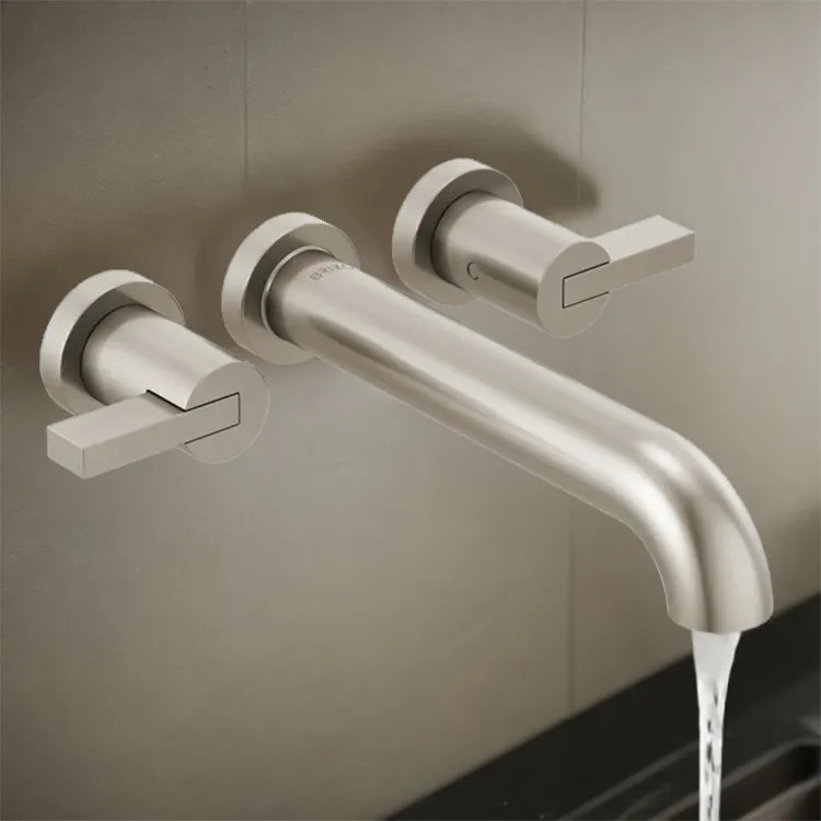 Brizo Litze Two-Handle Wall-Mount Tub Filler with High Flow Ceramic Valve, 9.8 GPM, Brilliance Luxe Nickel - T70435-NKLHP 