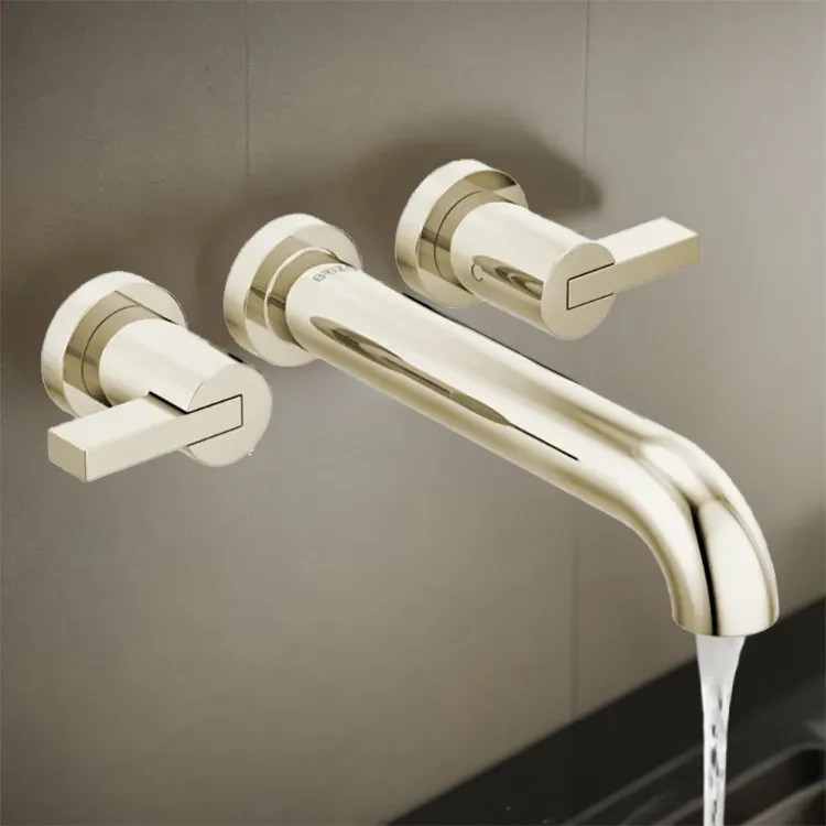 Brizo Litze Two-Handle Wall-Mount Tub Filler with High Flow Ceramic Valve, 9.8 GPM, Brilliance Polished Nickel - T70435-PNLHP 