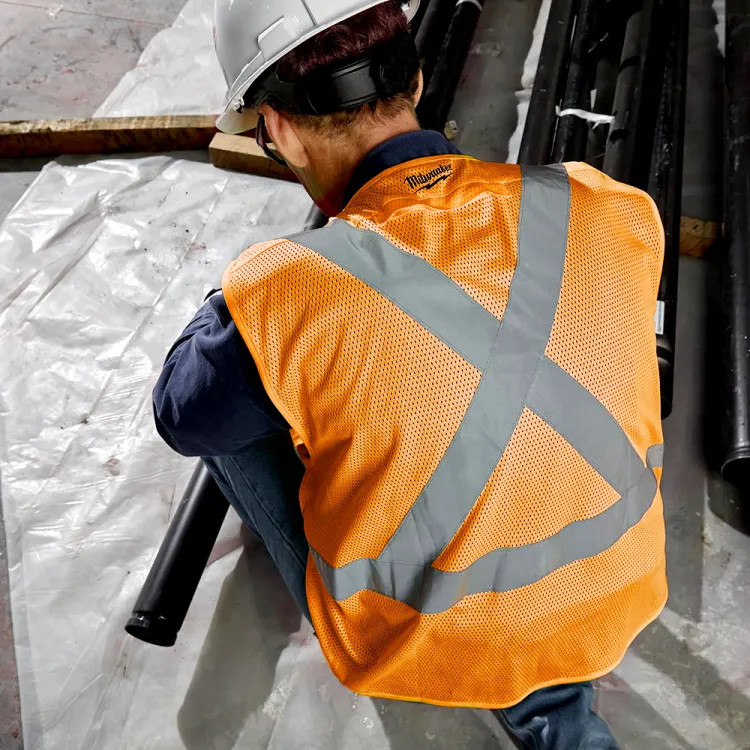 Milwaukee 4XL/5XL (CSA) High Visibility Orange Safety Vest with 10 Pockets, Class 2 Type R - 48-73-5074 