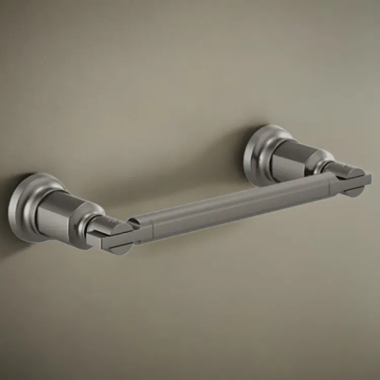 Brizo Invari 8-inch Wall-mounted Single Towel Bar, Brass Constructed, Brilliance Luxe Steel - 694776-SL