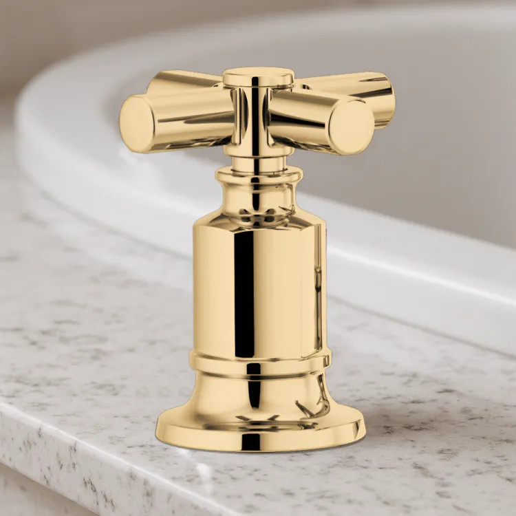 Brizo Invari Cross Handle Kit for Deck-Mounted Roman Tub Filler, Brilliance Polished Gold - HX676-PG
