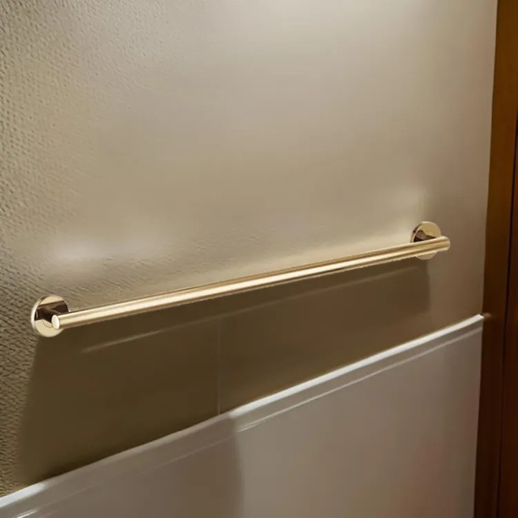 Brizo 42" Linear Round Grab Bar, ADA-Compliant, Concealed Mounting,  Brilliance Polished Gold - 694275-PG