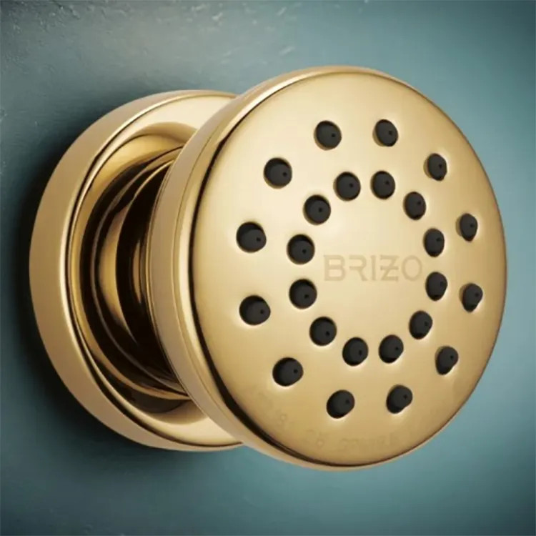 Brizo Essential Round Body Spray with Touch-Clean Finish Spray Face, 1.75 GPM, Brilliance Polished Gold - 84110-PG
