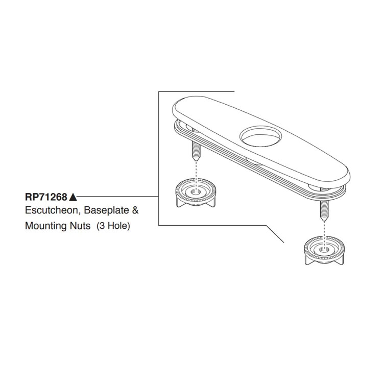 Peerless Precept Matte Black 10in Escutcheon, Base Plate, and Mounting Nut - RP71268BL