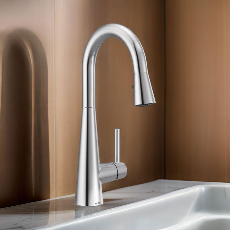 Moen Sleek Single Handle Pull-Down Bar/Prep Faucet, Chrome - 7664