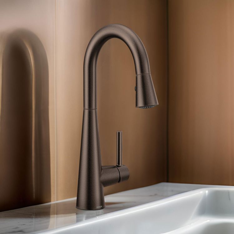 Moen Sleek Single Handle Pull-Down Bar/Prep Faucet, Oil Rubbed Bronze - 7664ORB