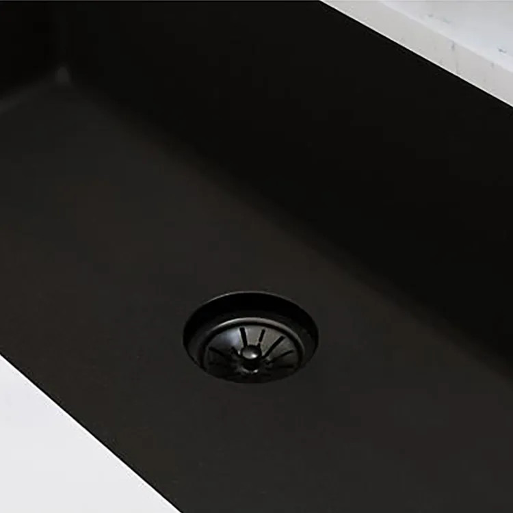 Elkay Quartz Perfect Drain Caviar 3-1/2in Polymer Disposal Flange with Removable Basket Strainer and Rubber Stopper - LKPDQD1CA