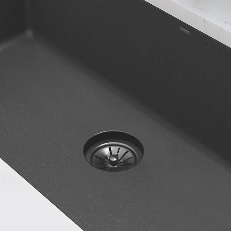 Elkay Quartz Perfect Drain Charcoal 3-1/2in Polymer Disposal Flange with Removable Basket Strainer and Rubber Stopper - LKPDQD1CH
