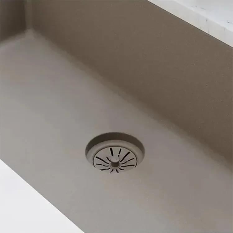 Elkay Quartz Perfect Drain Silvermist 3-1/2in Polymer Disposal Flange with Removable Basket Strainer and Rubber Stopper - LKPDQD1SM