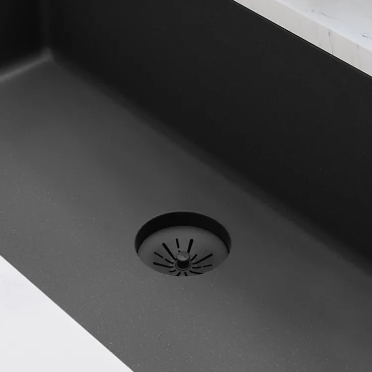 Elkay Quartz Perfect Drain Charcoal 3-1/2in Removable Polymer Basket Strainer and Rubber Stopper - LKPDQSCH
