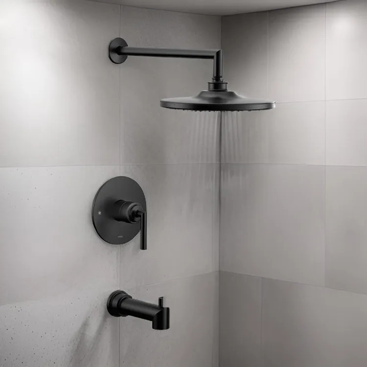 Moen Arris M-Core 3-Series Tub/Shower Faucet with 2.5 GPM Rain Shower, 1-Function, Single Lever Handle, M-PACT, Immersion, Matte Black - UTS32003BL