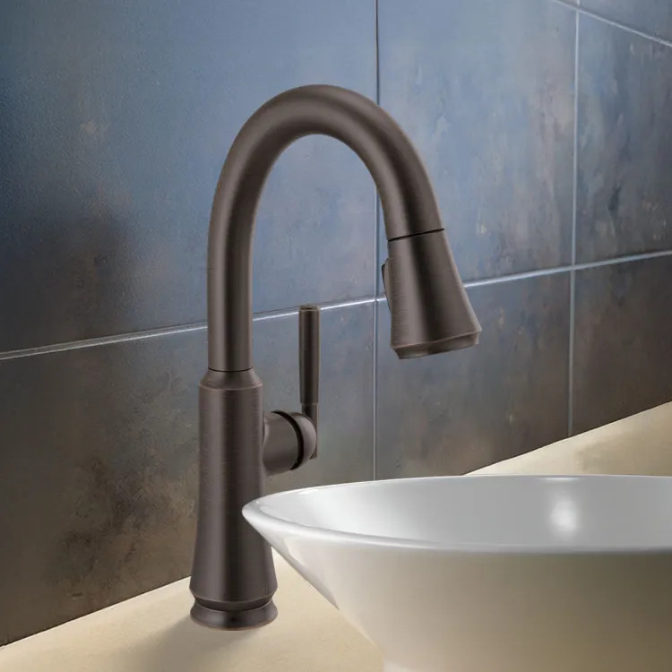 Delta Coranto Single Handle Pull-Down Bar/Prep Faucet, Diamond Seal, MagnaTite, ADA, 1.8 GPM, Venetian Bronze - 9979-RB-DST