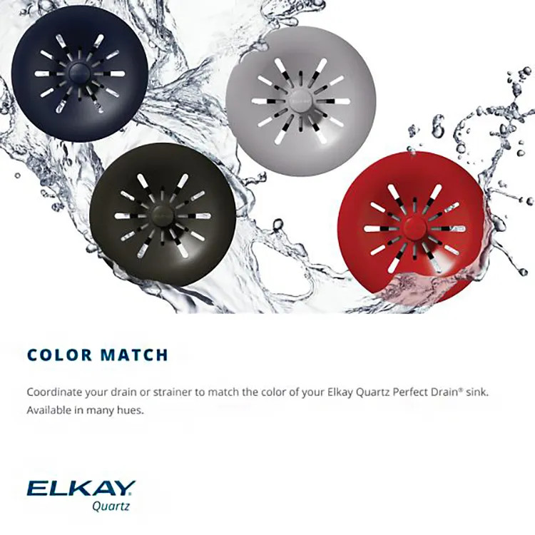 Elkay Quartz Perfect Drain Greystone 3-1/2in Polymer Disposal Flange with Removable Basket Strainer and Rubber Stopper - LKPDQD1GS